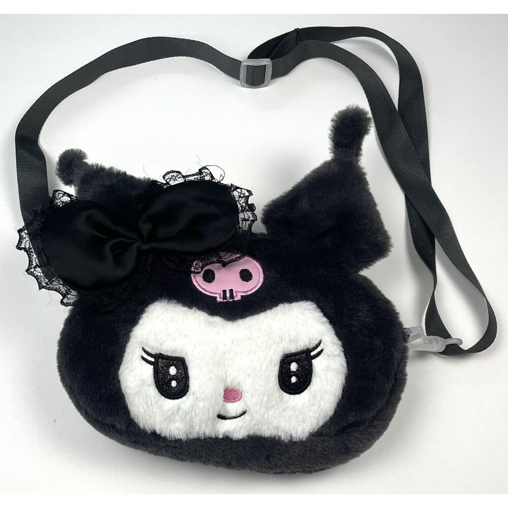 SANRIO Hello Kitty KUROMI Black 8"x6" Plush Shoulder Pillow Bag PURSE Handbag